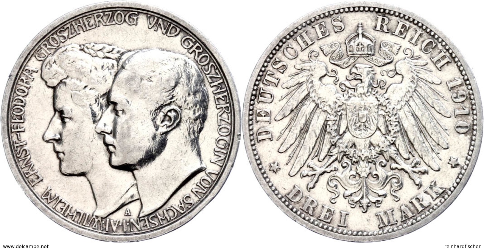 3 Mark, 1910, Wilhelm Ernst, Auf Seine Vermählung, Kl. Rf., Vz., Katalog: J.162 Vz - Other & Unclassified