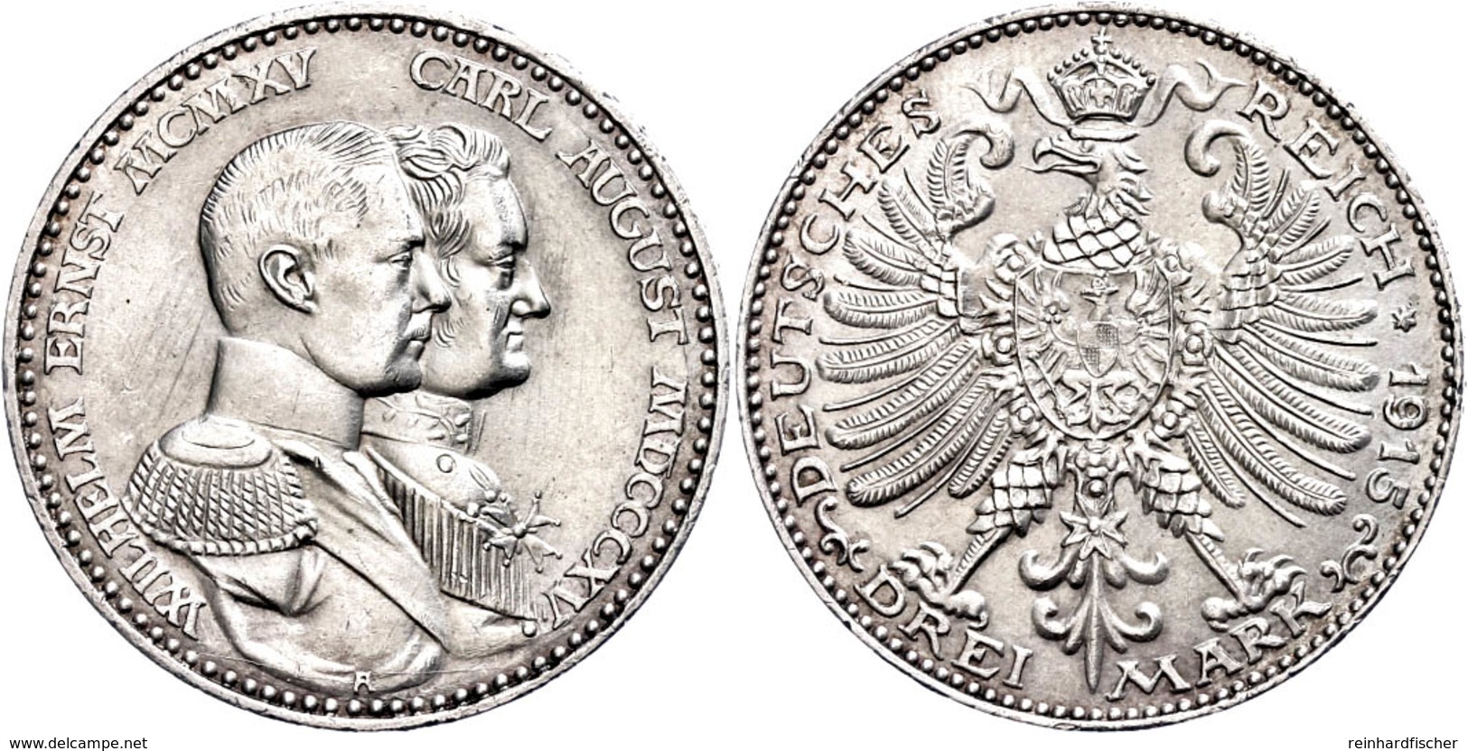 3 Mark, 1915, Wilhelm Ernst, Hundertjahrfeier Des Großherzogtums, Kl. Rf., Vz-st., Katalog: J.163 Vz-st - Sonstige & Ohne Zuordnung