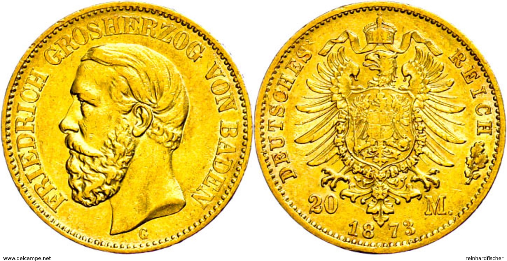 20 Mark, 1873, Friedrich I., Kl. Rf., Ss., Katalog: J. 184 Ss - Sonstige & Ohne Zuordnung