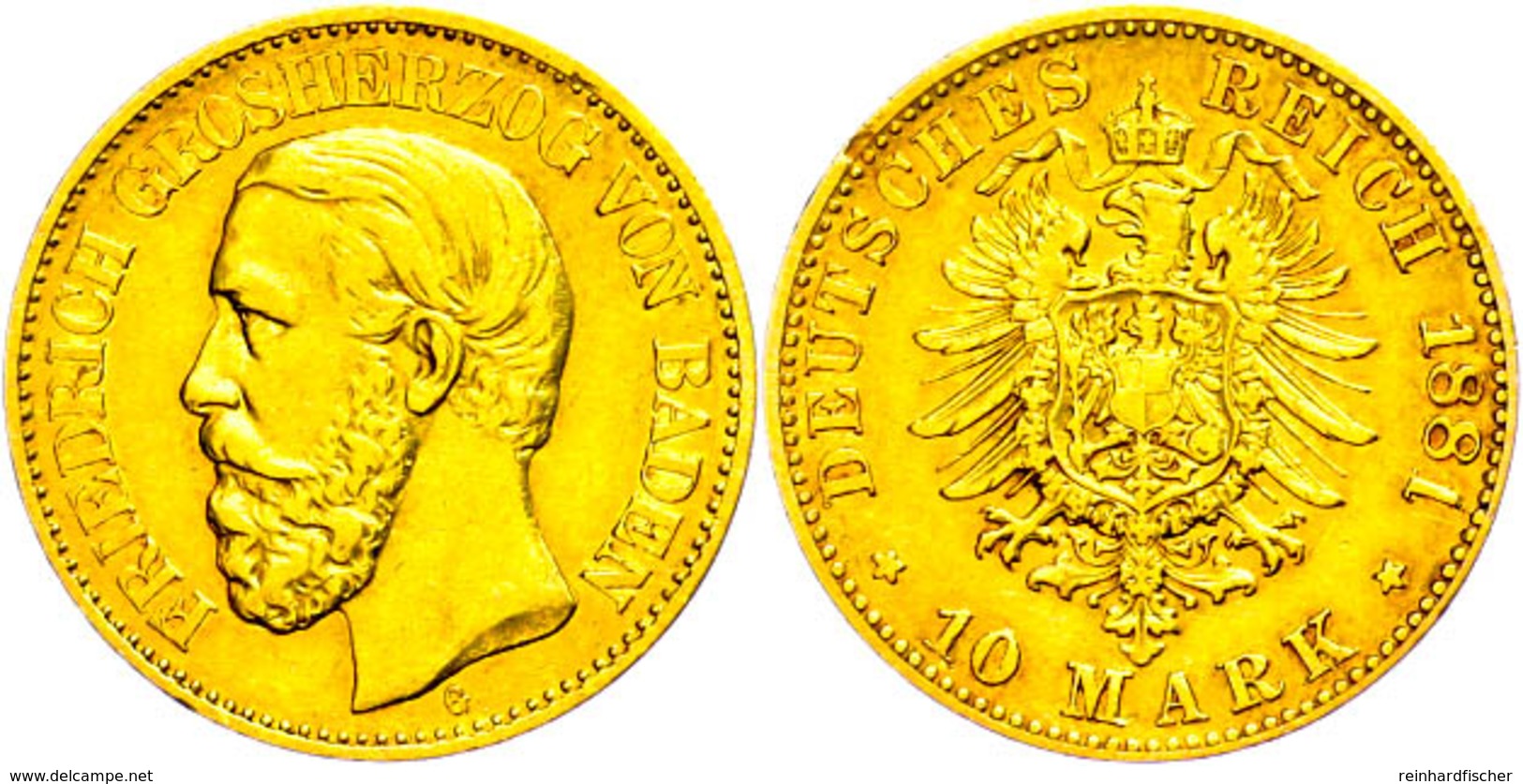 10 Mark, 1881, Friedrich I., Kl. Rf., Ss., Katalog: J. 186 Ss - Autres & Non Classés