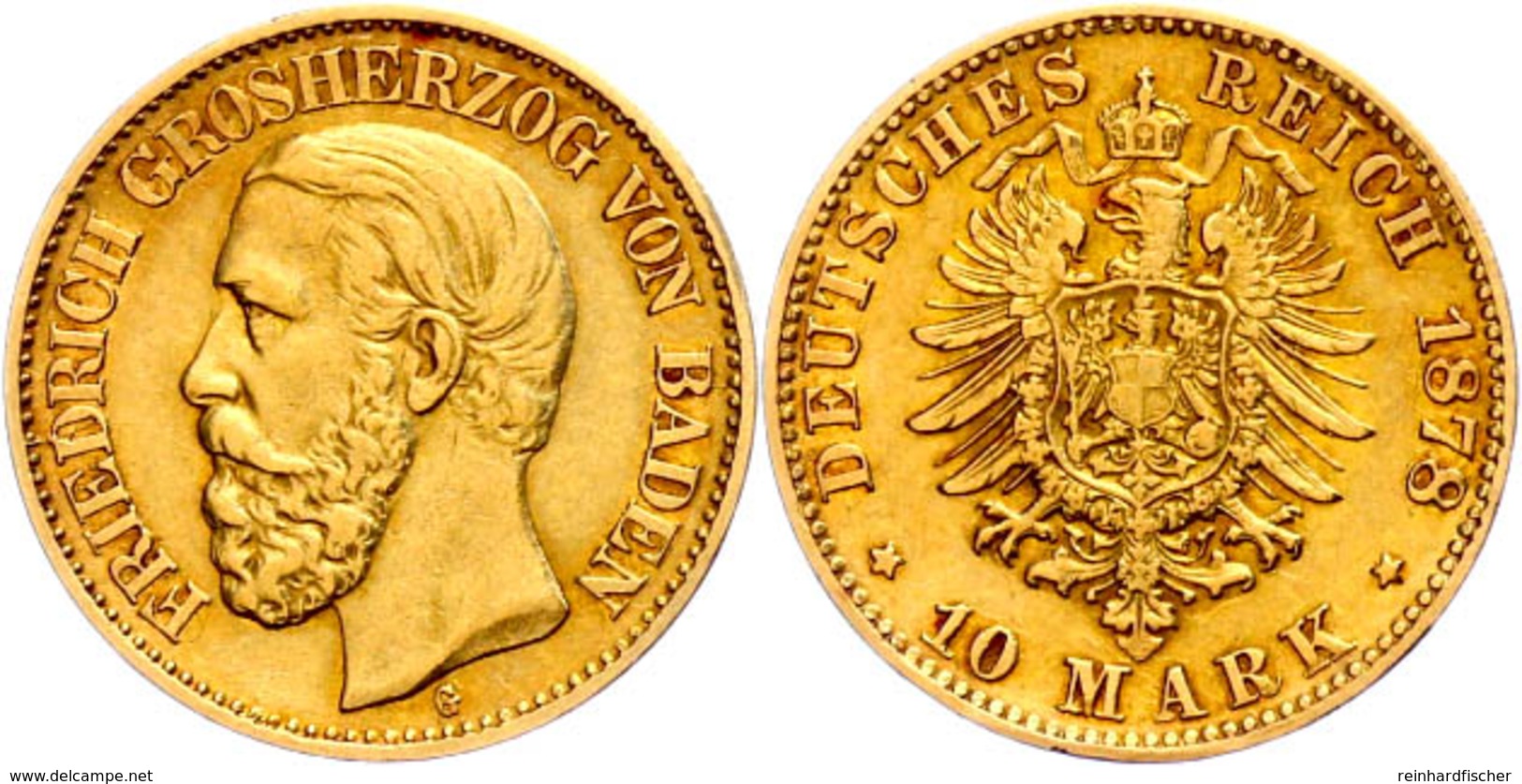 10 Mark, 1876, Friedrich I., Kl. Rf., Ss, Katalog: J.186 Ss - Autres & Non Classés