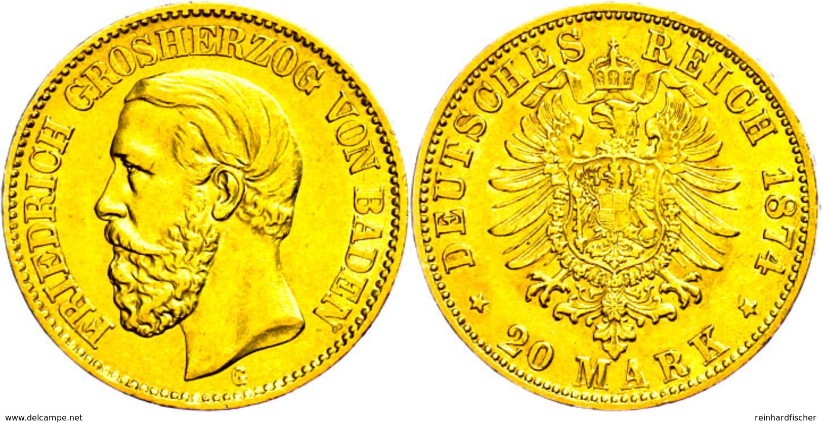 20 Mark, 1874, Friedrich I., Kl. Rf., Ss., Katalog: J. 187 Ss - Altri & Non Classificati