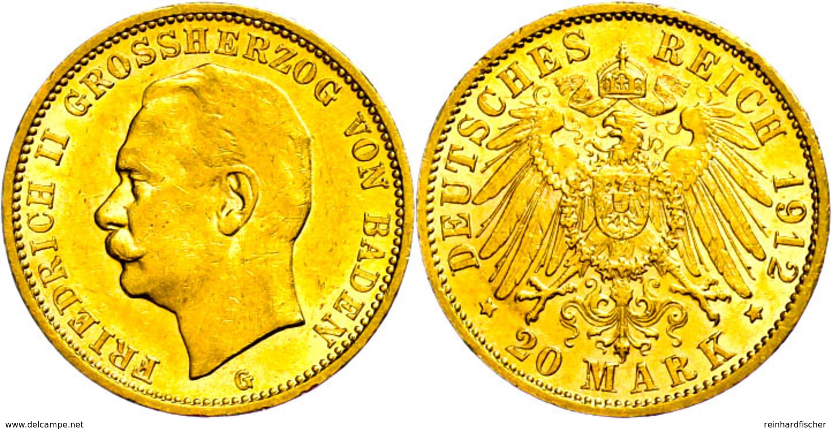 20 Mark, 1912, Friedrich II., Kl. Rf., Vz., Katalog: J. 192 Vz - Other & Unclassified