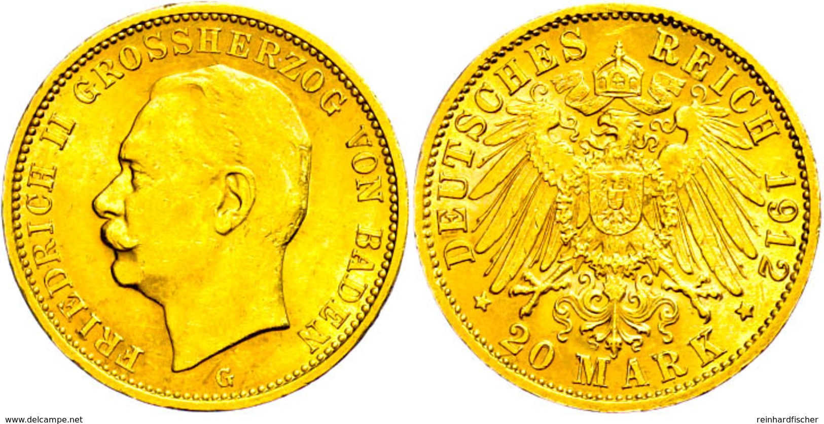 20 Mark, 1912, Friedrich II., Wz. Rf., Vz, Katalog: J.192 Vz - Autres & Non Classés