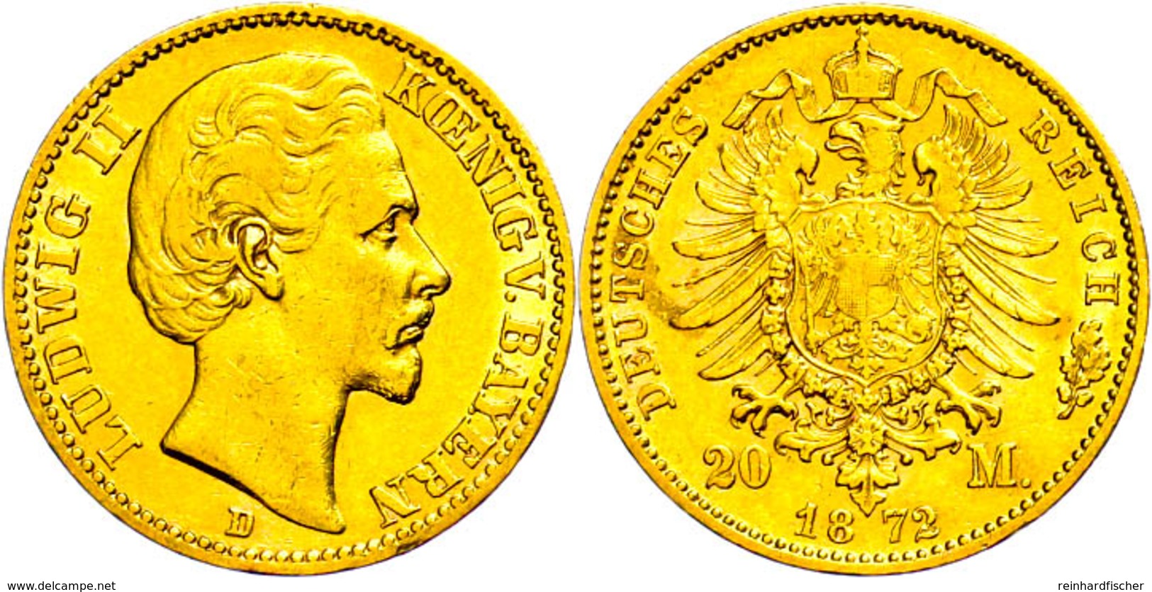 20 Mark, 1872, Ludwig II., Wz. Rf., Ss., Katalog: J. 194 Ss - Other & Unclassified