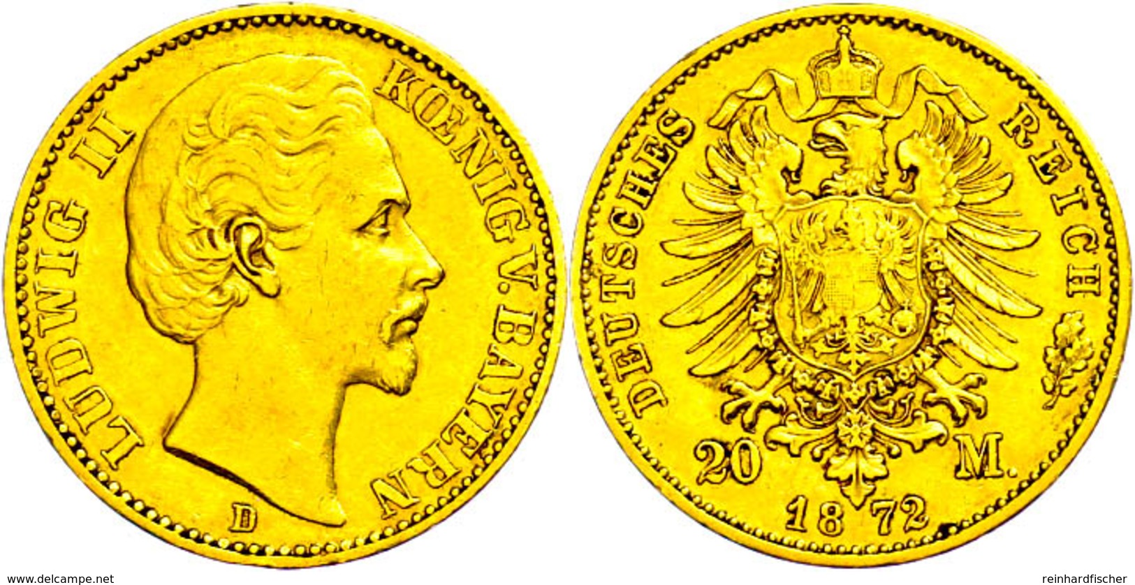 20 Mark, 1872, Ludwig II., Kl. Rf.,, Ss., Katalog: J.194 Ss - Autres & Non Classés