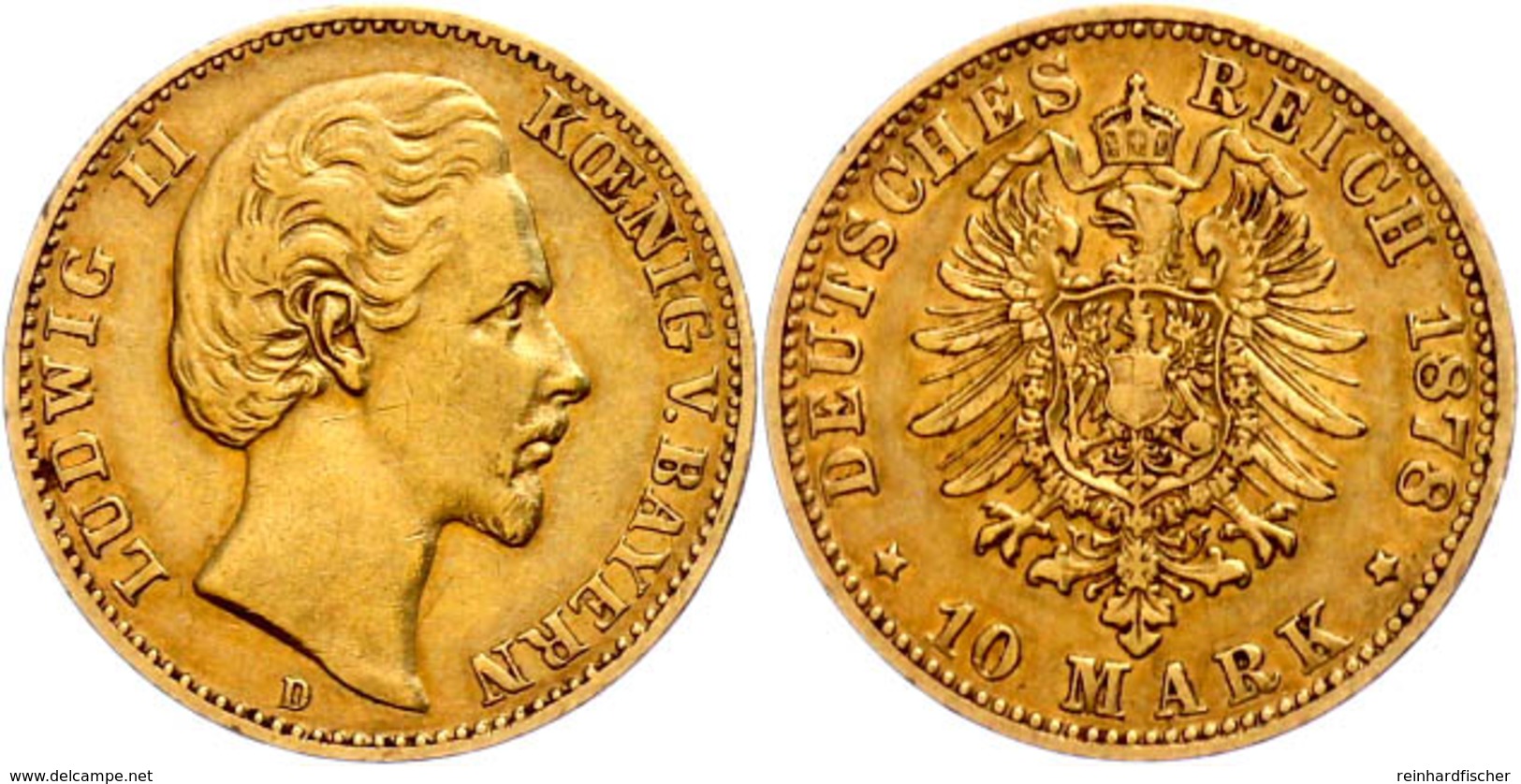 10 Mark, 1878, Ludwig II., Kl. Rf., Ss., Katalog: J.196 Ss - Other & Unclassified