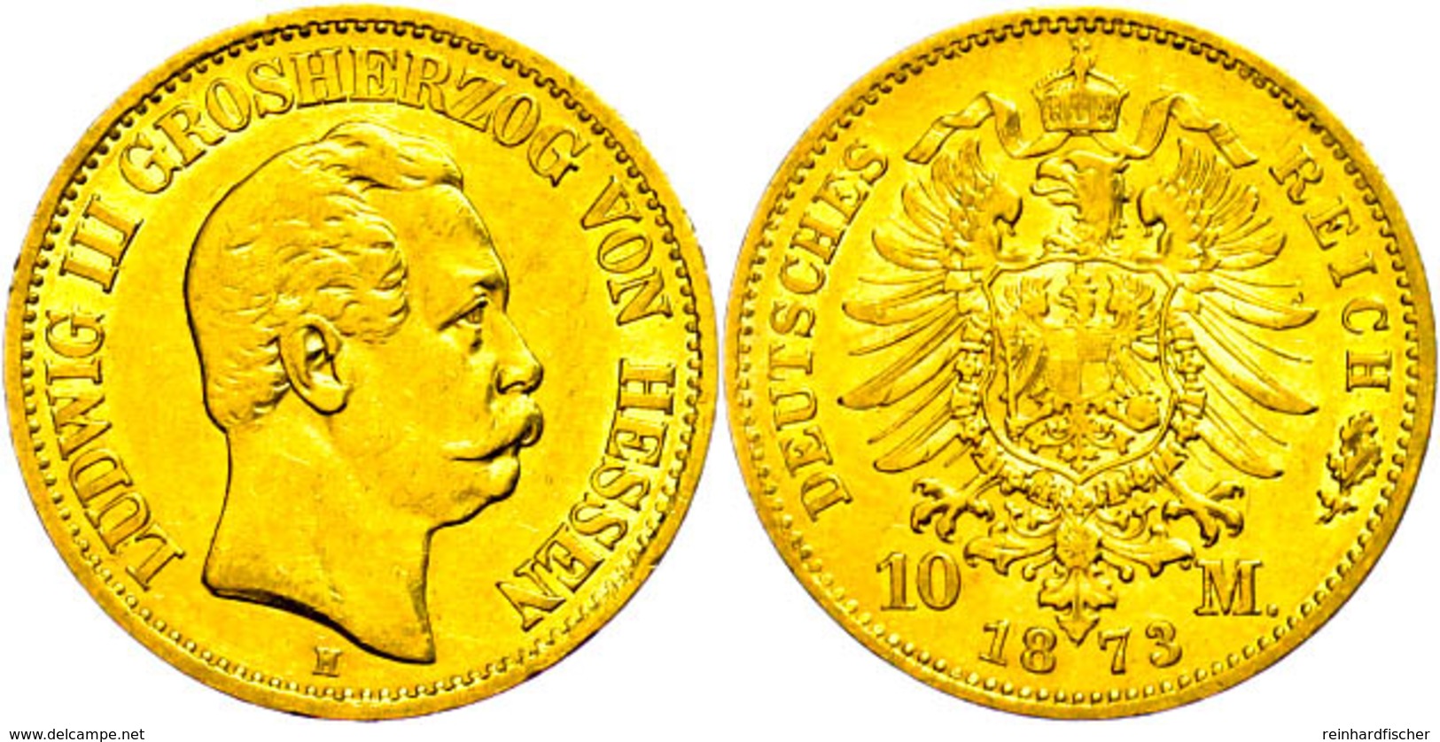 10 Mark, 1873, Ludwig III., Wz. Rf., Ss., Katalog: J. 213 Ss - Other & Unclassified