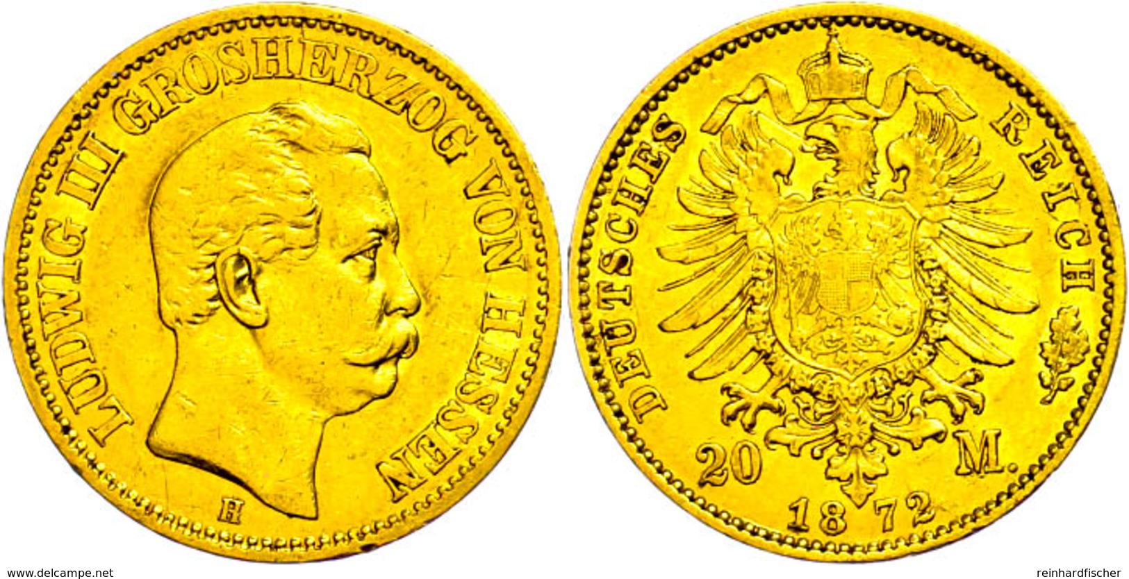 20 Mark, 1872, Ludwig III., Kl. Rf. Und Kr., Ss., Katalog: J.214 Ss - Sonstige & Ohne Zuordnung