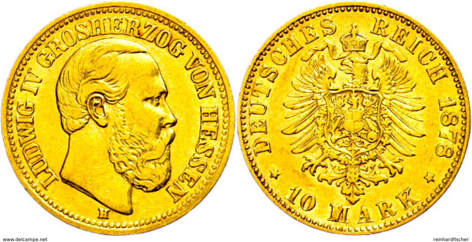 10 Mark, 1878, Ludwig IV., Kl. Rf., Ss., Katalog: J. 219 Ss - Other & Unclassified