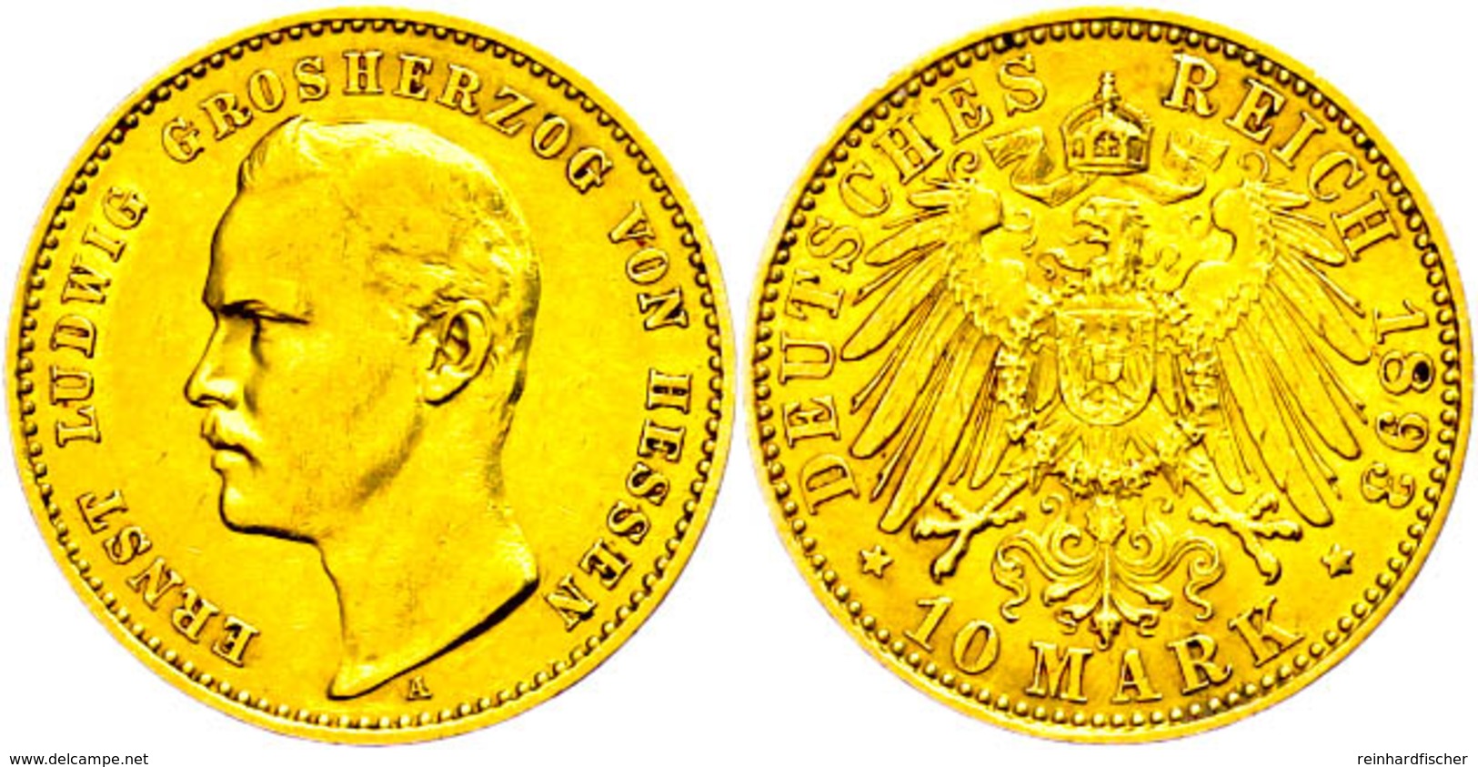 10 Mark, 1893, Ernst Ludwig, Ss+., Katalog: J.222 - Sonstige & Ohne Zuordnung