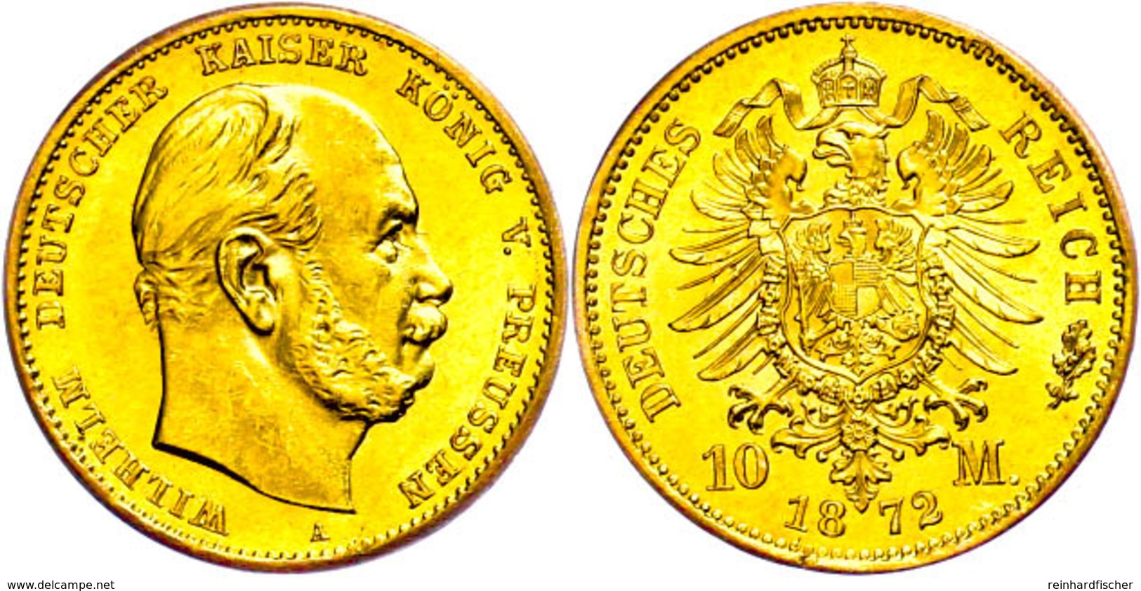 10 Mark, 1872, Wilhelm I., Mzz A, Vz-st., Katalog: J.242 Vz-st - Sonstige & Ohne Zuordnung