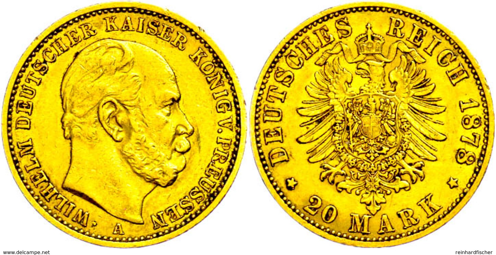 20 Mark, 1878, A, Wilhelm I., Kl. Rf., Ss., Katalog: J.246 Ss - Other & Unclassified