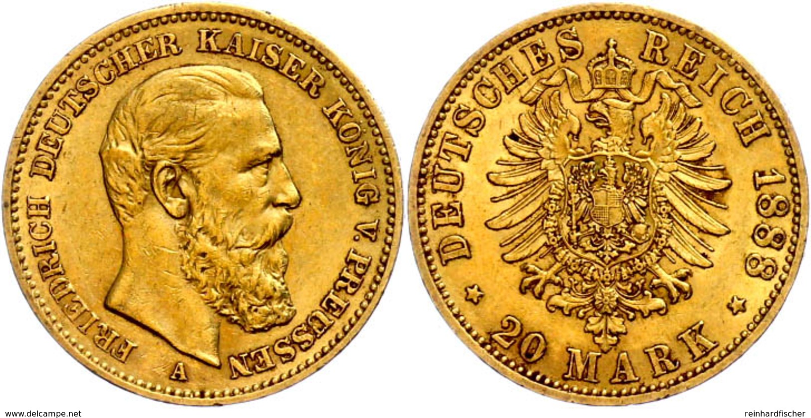 20 Mark, 1888, Friedrich III., Vz, Katalog: J.248 Vz - Sonstige & Ohne Zuordnung