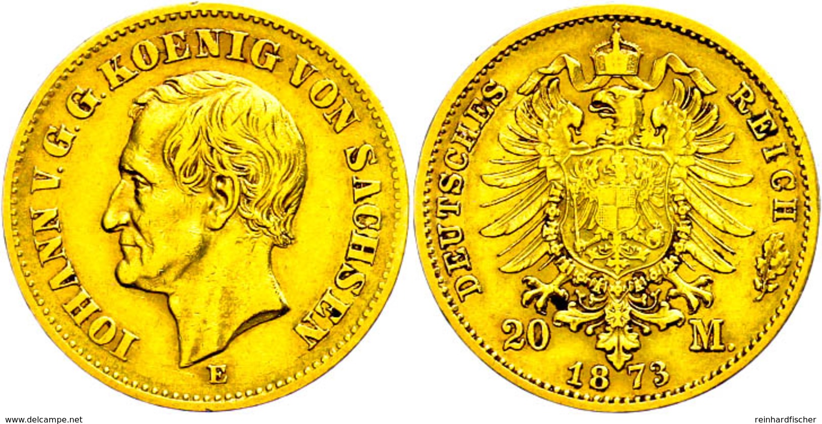 20 Mark, 1873, Johann, Wz. Rf., Ss., Katalog: J.258 Ss - Sonstige & Ohne Zuordnung