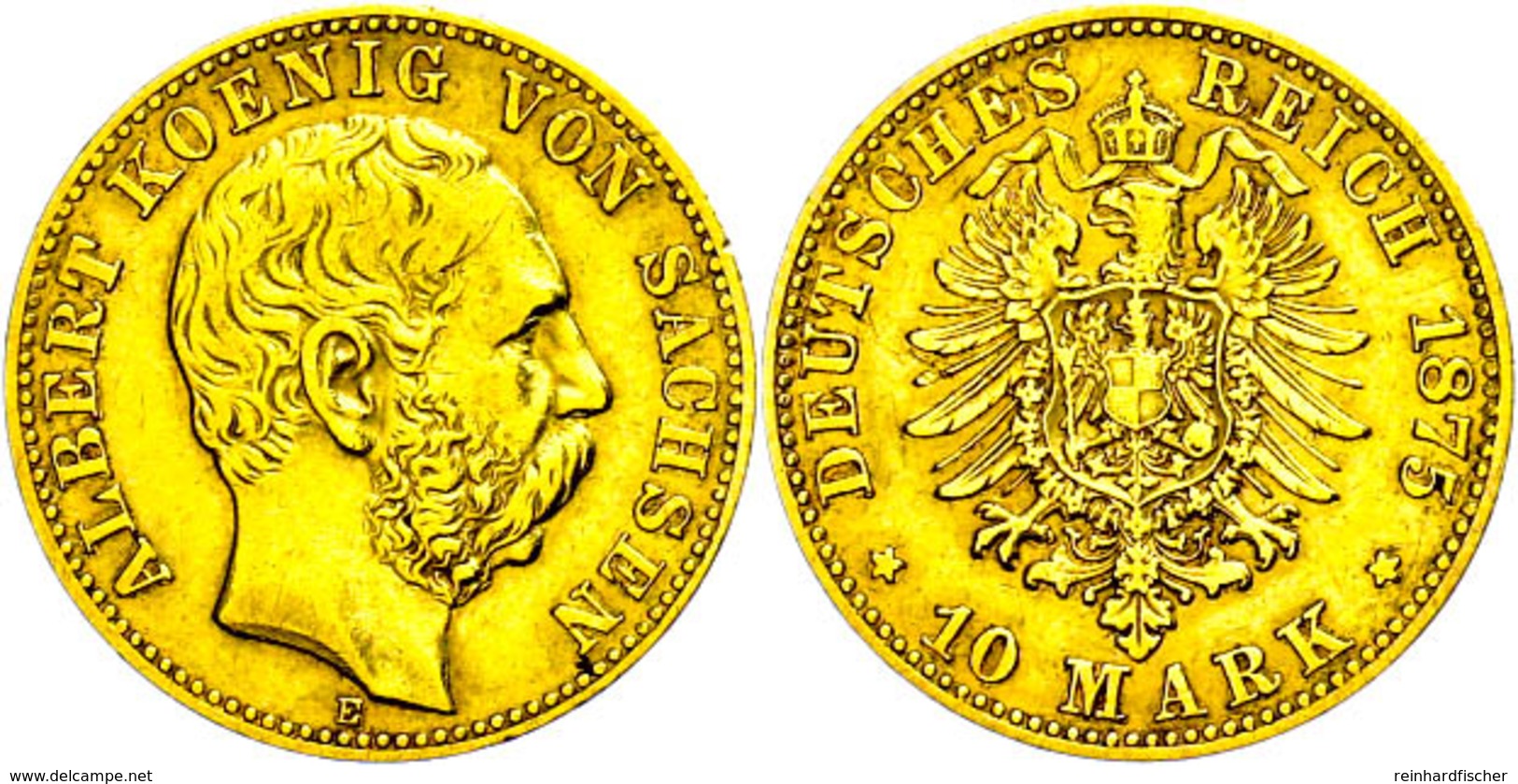 10 Mark, 1875, Albert, Kl. Rf., Ss., Katalog: J. 261 Ss - Sonstige & Ohne Zuordnung