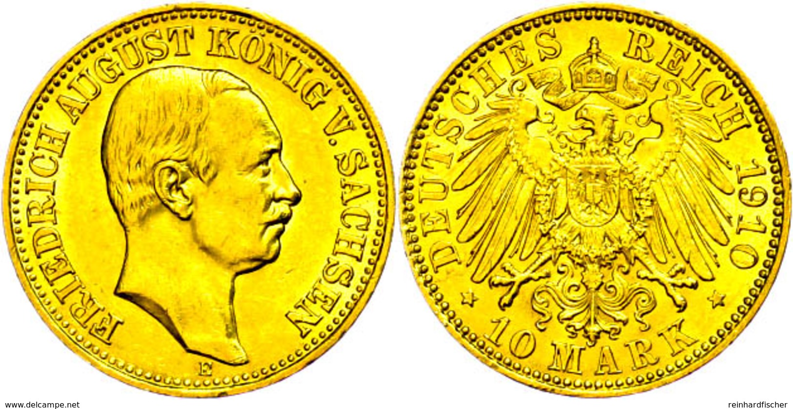 10 Mark, 1910, Friedrich August III., Wz. Rf., Vz., Katalog: J. 267 Vz - Sonstige & Ohne Zuordnung