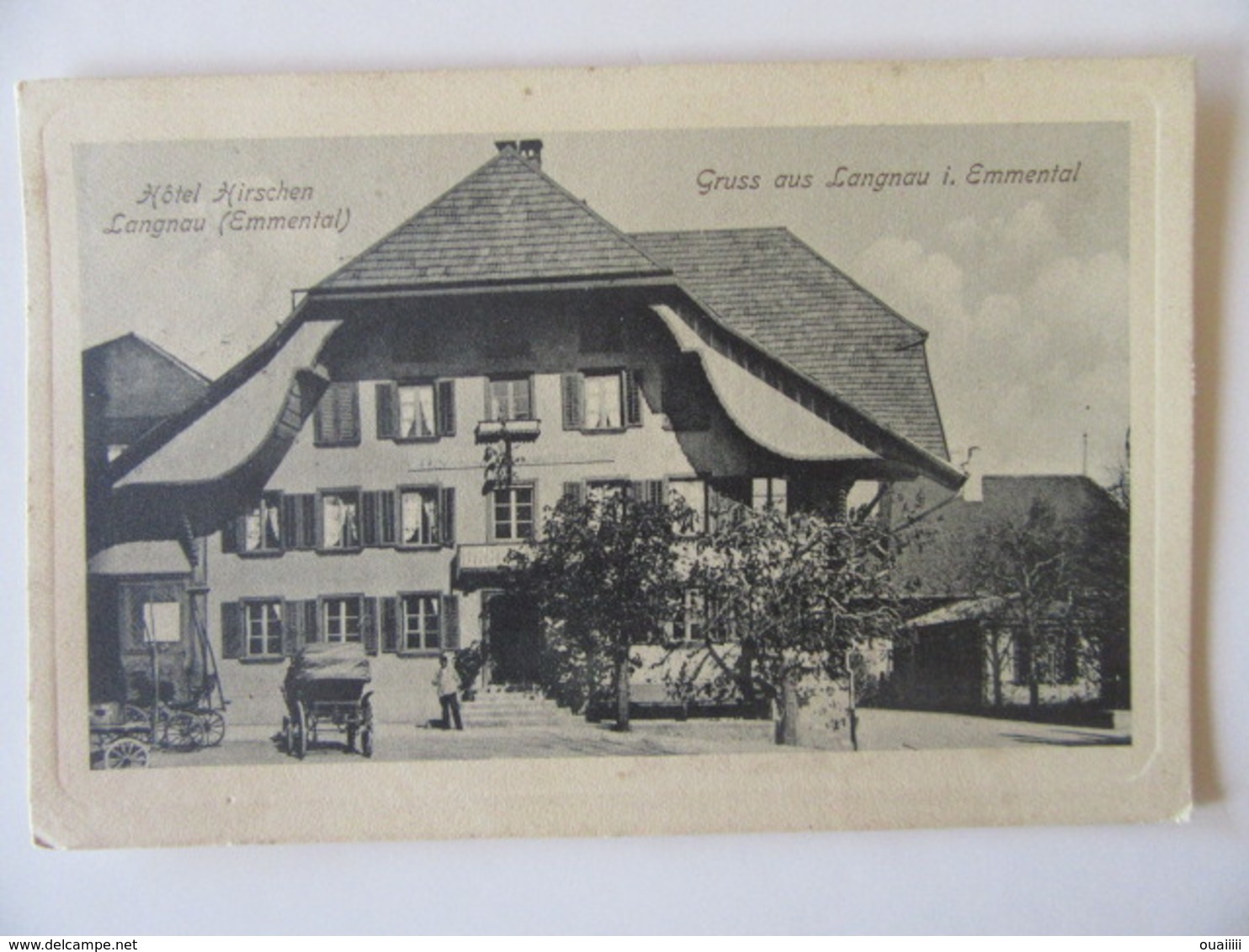 CPA, Trés Belle Vue Animée, Hôtel Hirschen, Langnau (Emmental), Gruss Aus Langnau I. Emmental - Langnau Im Emmental