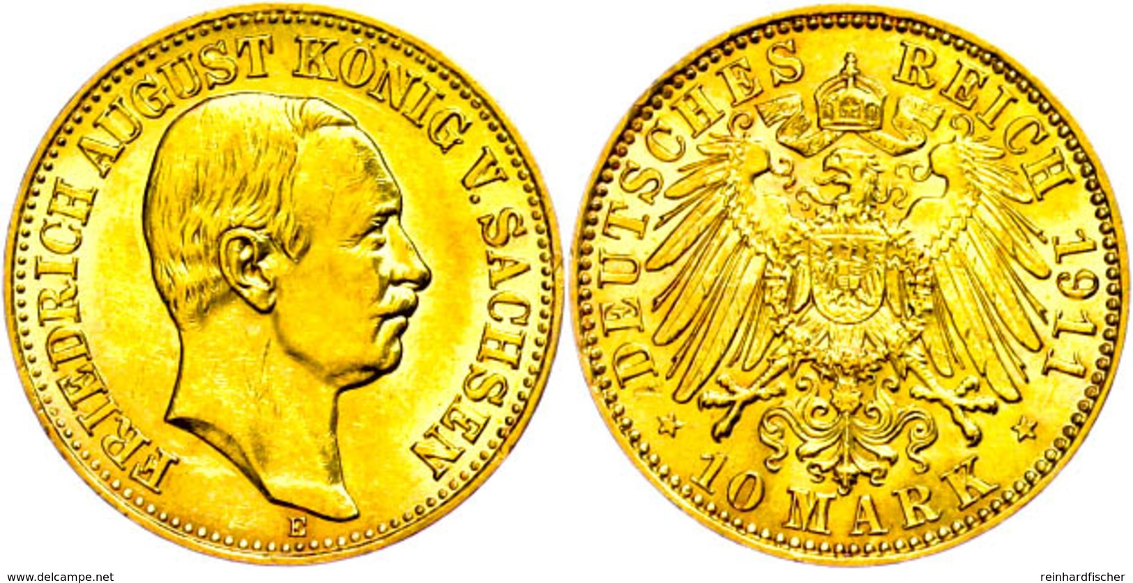 10 Mark, 1911, Friedrich August III., Avers Vz, Revers F. St., Katalog: J. 267 - Autres & Non Classés