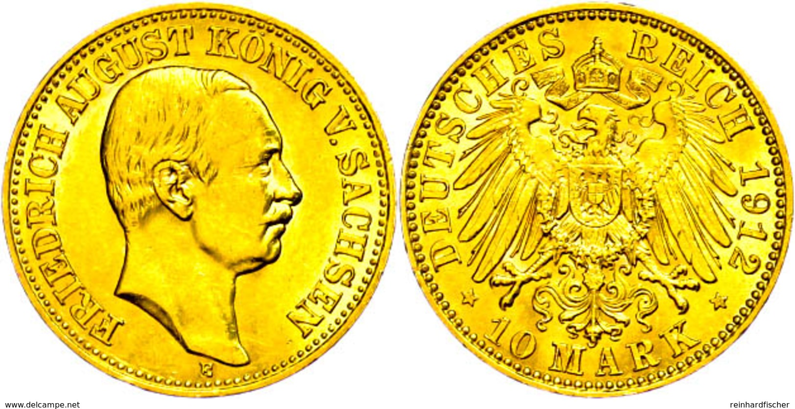 10 Mark, 1912, Friedrich August III., Vz., Katalog: J. 267 Vz - Altri & Non Classificati