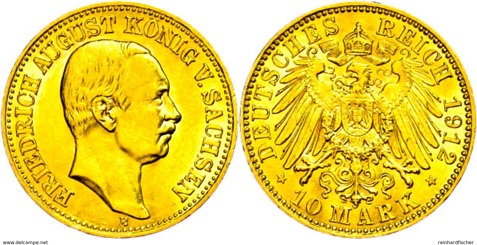 10 Mark, 1912, Friedrich August III., Vz., Katalog: J. 267 Vz - Other & Unclassified