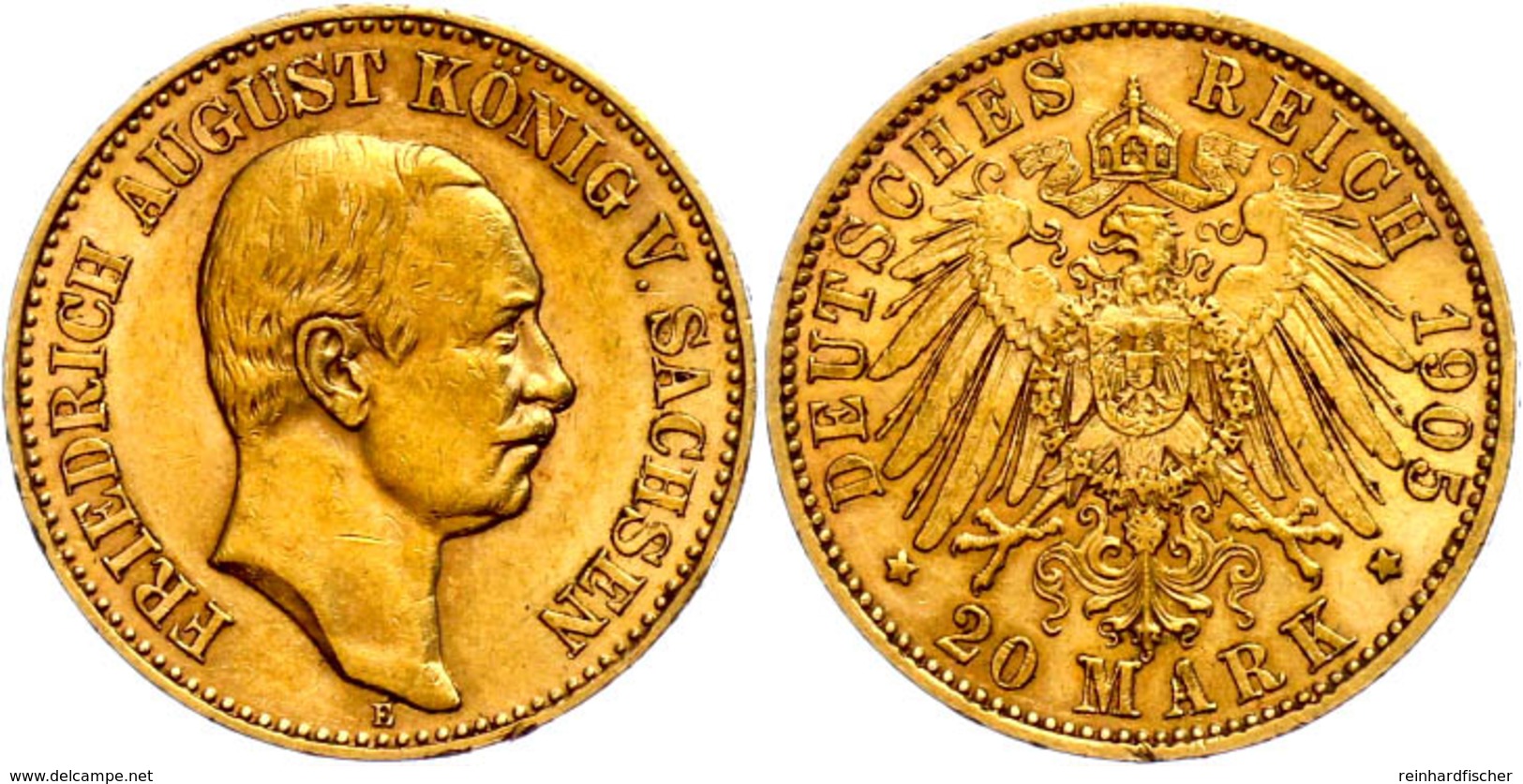 20 Mark, 1905, Friedrich August III., Kl. Rf., Kratzer, Ss-vz., Katalog: J.268 Ss-vz - Other & Unclassified