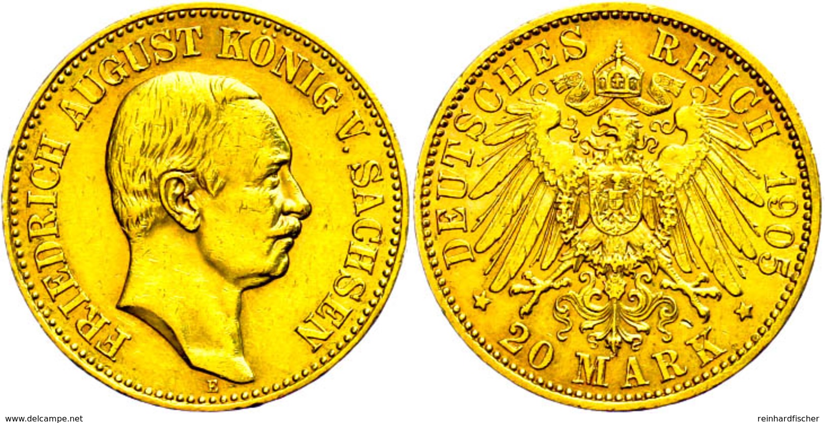 20 Mark, 1905, Friedrich August III., Kl. Rf., F. Vz., Katalog: J.268 - Sonstige & Ohne Zuordnung