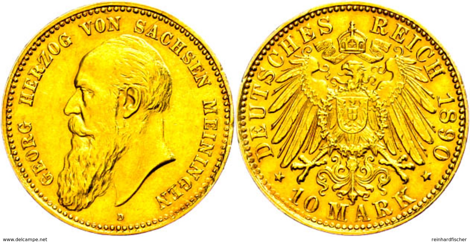 10 Mark, 1890, Georg II., Kl. Rf., F. Vz, Erworben Bei Der Firma Harald Möller, Espenau. Mit Aktueller Kurz-Expertise Gu - Other & Unclassified