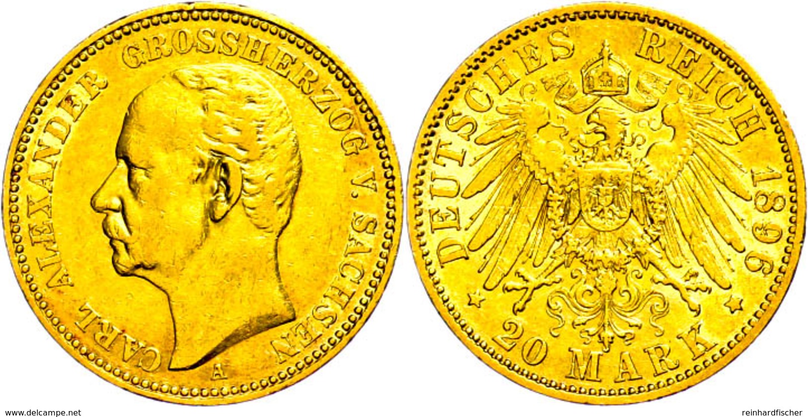 20 Mark, 1896, Carl Alexander, Kl. Rf., Ss., Katalog: J. 282 Ss - Sonstige & Ohne Zuordnung