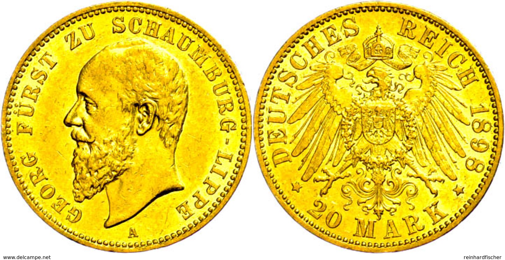 20 Mark, 1898, Georg, Kl. Rf., F. Vz., Katalog: J. 285 - Sonstige & Ohne Zuordnung