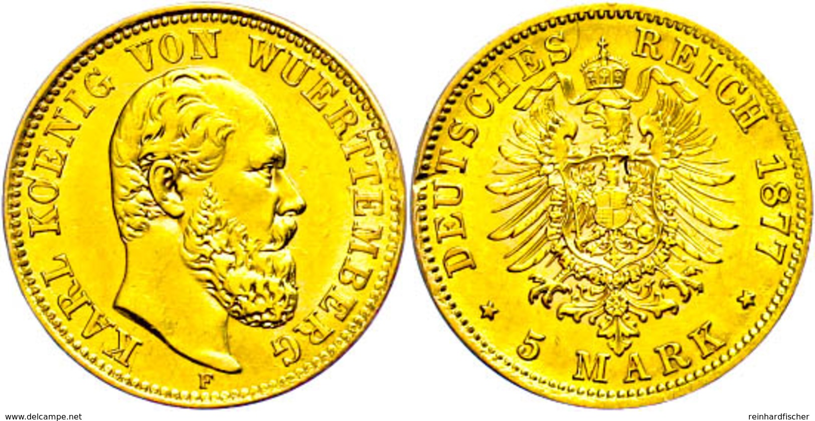 5 Mark, 1877, Karl, Kratzer Auf Dem Revers Bei 9 Uhr, Vz+., Katalog: J. 291 - Other & Unclassified