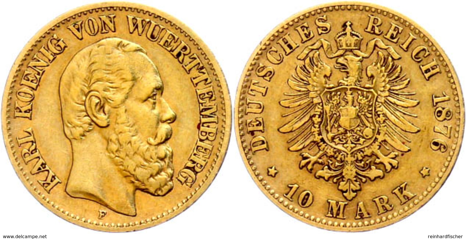 10 Mark, 1876, Karl, Kl. Rf., Ss, Katalog: J.292 Ss - Sonstige & Ohne Zuordnung