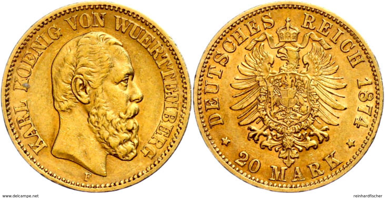 20 Mark, 1874, Karl, Ss, Katalog: J.293 Ss - Sonstige & Ohne Zuordnung