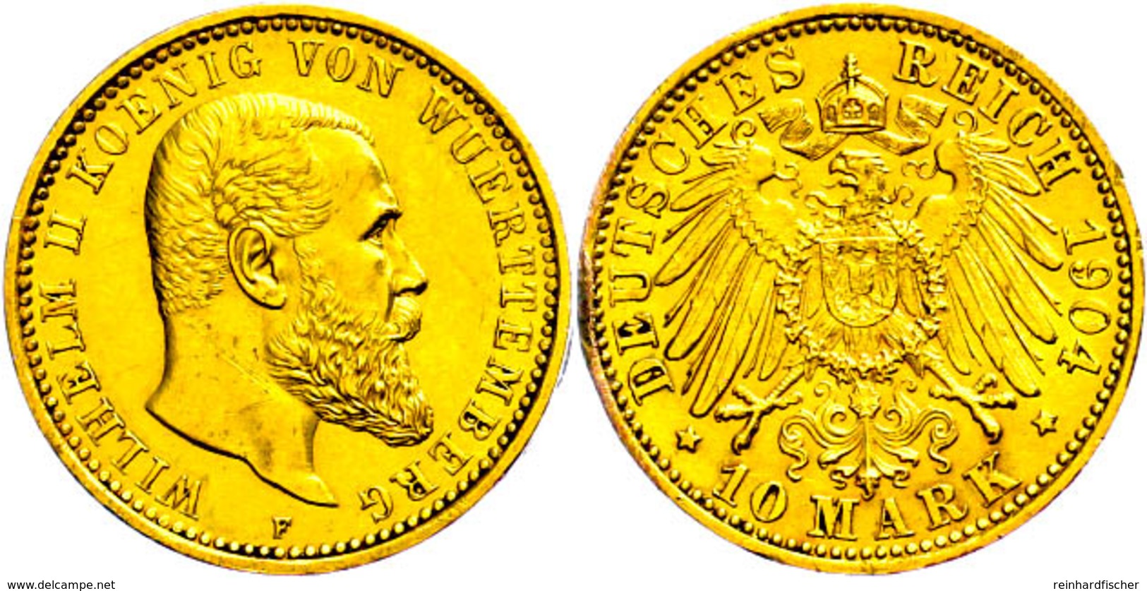 10 Mark, 1904, Wilhelm II., Kl. Kr., Randfehler, Vz., Katalog: J.295 Vz - Sonstige & Ohne Zuordnung