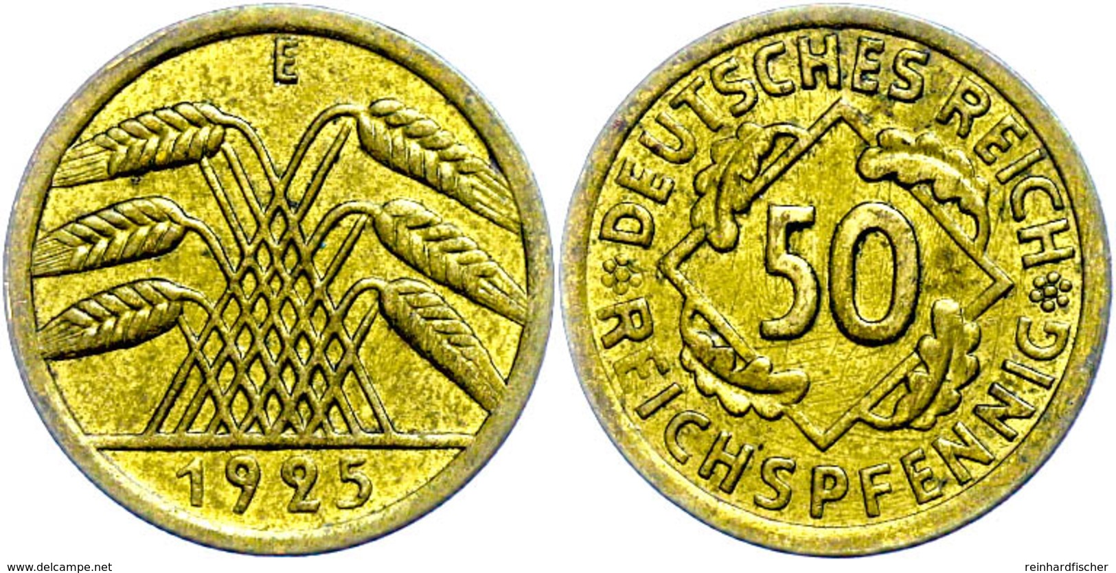 50 Reichspfennig, 1925, E, Ss-vz. Mit Kurz-Expertise Guy Franquinet., Katalog: J. 318 Ss-vz - Sonstige & Ohne Zuordnung