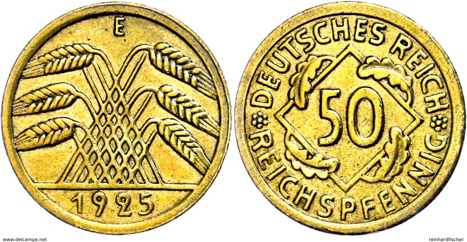 50 Reichspfennig, 1925, E, Ss., Katalog: J.318 Ss - Autres & Non Classés