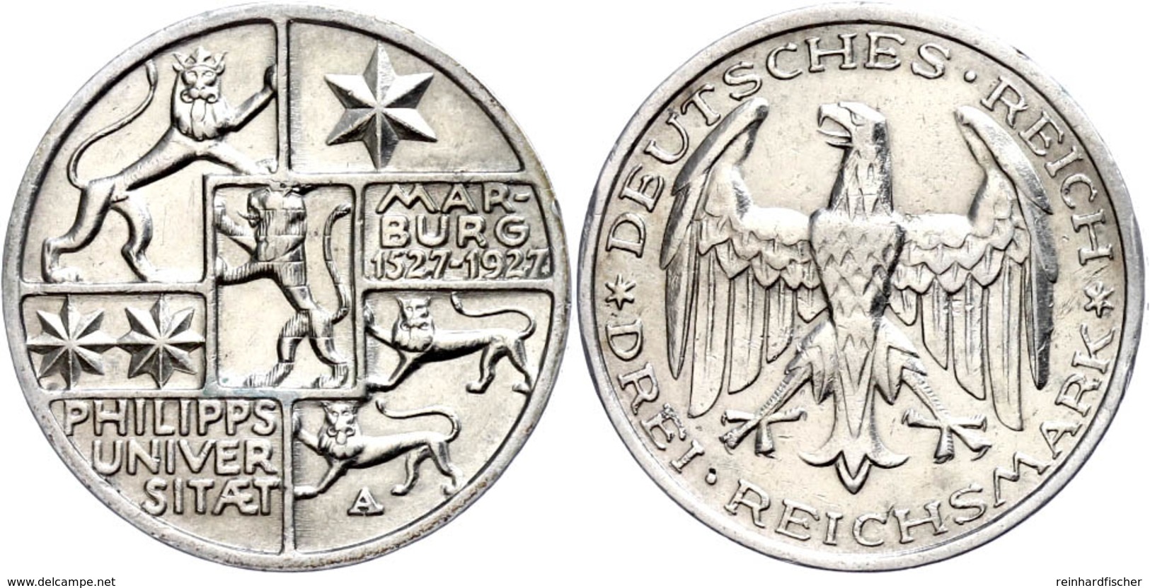 3 Reichsmark, 1927, Marburg, Vz., Katalog: J.330 Vz - Otros & Sin Clasificación