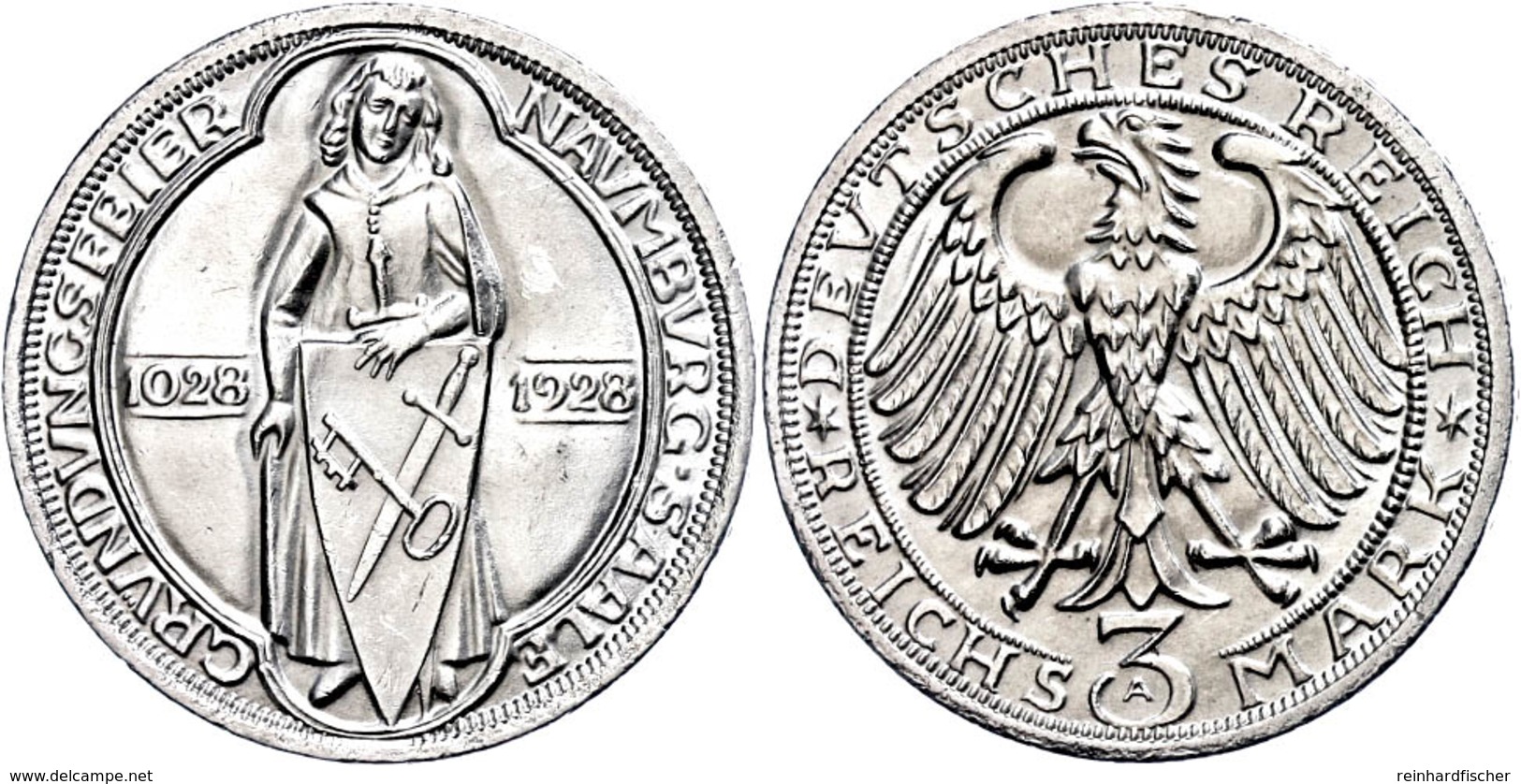 3 Reichsmark, 1928, Naumburg, Vz-st., Katalog: J.333 Vz-st - Sonstige & Ohne Zuordnung