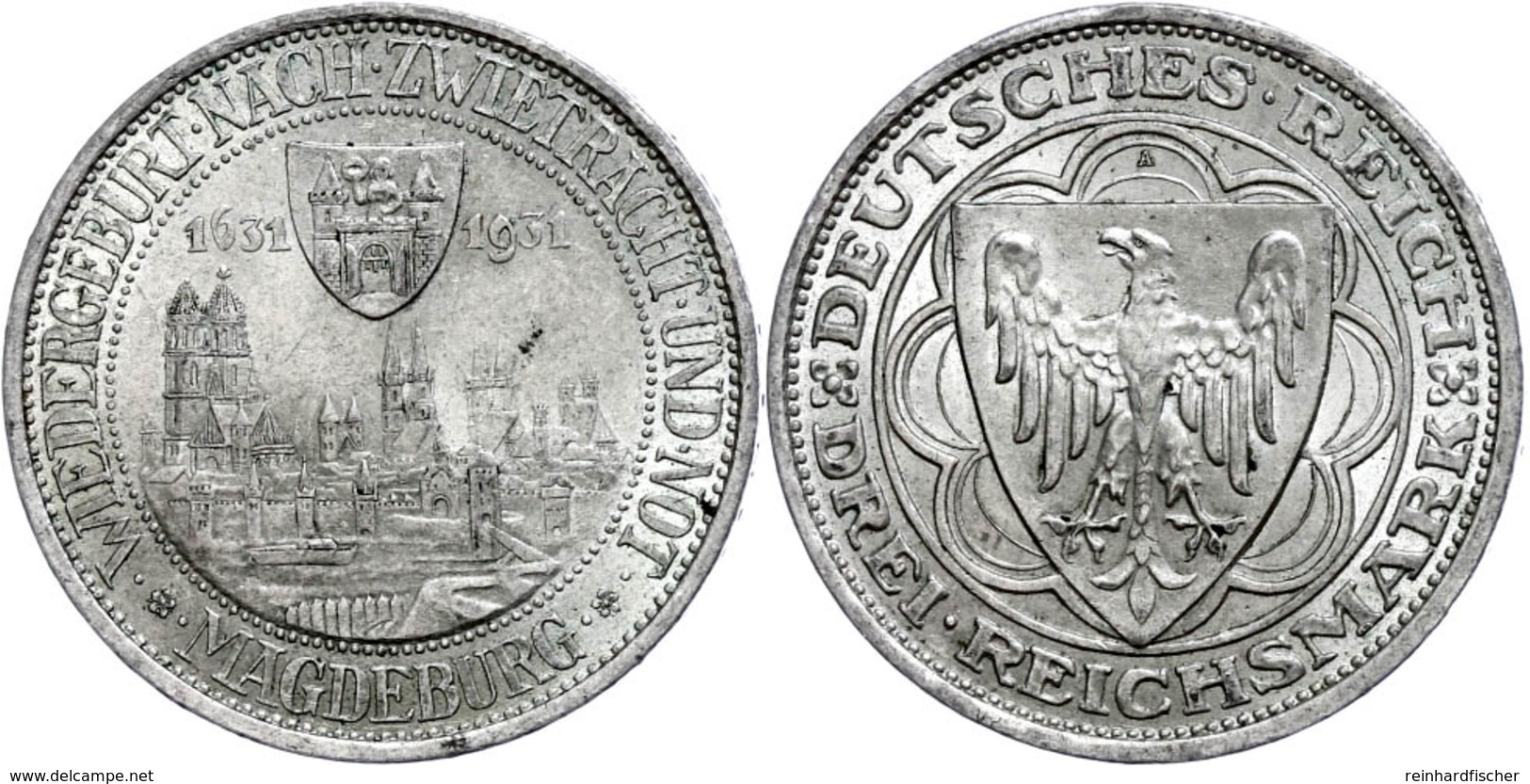 3 Reichsmark, 1931, Magdeburg, Vz., Katalog: J.347 Vz - Autres & Non Classés