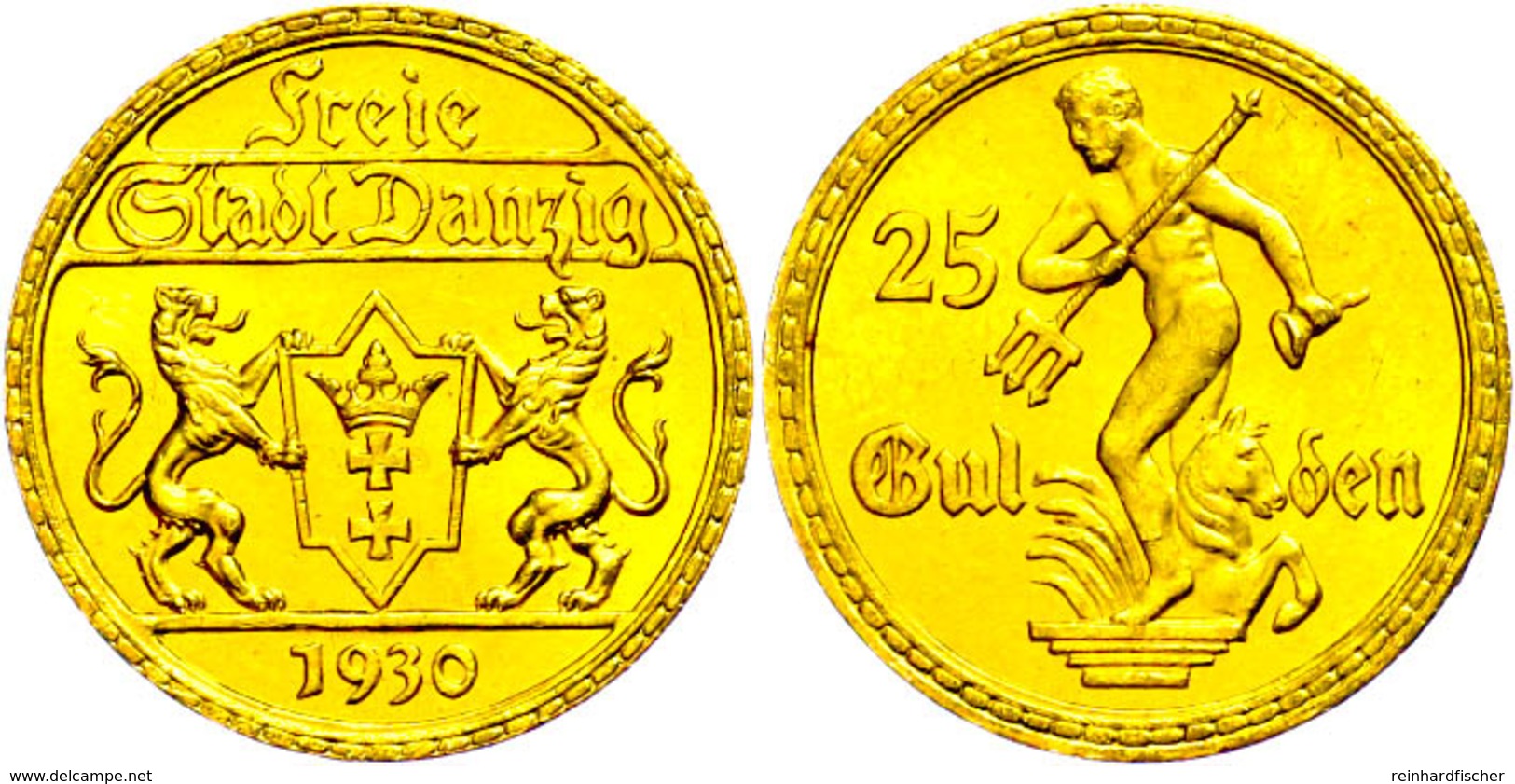 Danzig, 25 Gulden, Gold, 1930, Kl. Kratzer Auf Avers, Vz-st., Katalog: J.D11 Vz - Autres & Non Classés