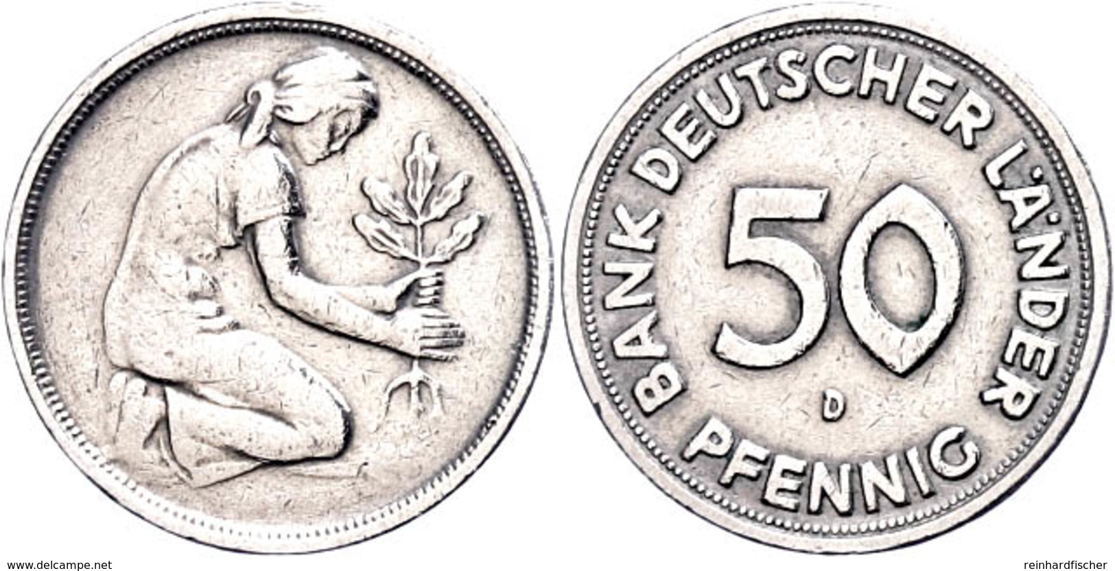 50 Pfennig, O.J. (1949), D, BDL, Kl. Rf., Ss., Katalog: J.379 Ss - Sonstige & Ohne Zuordnung