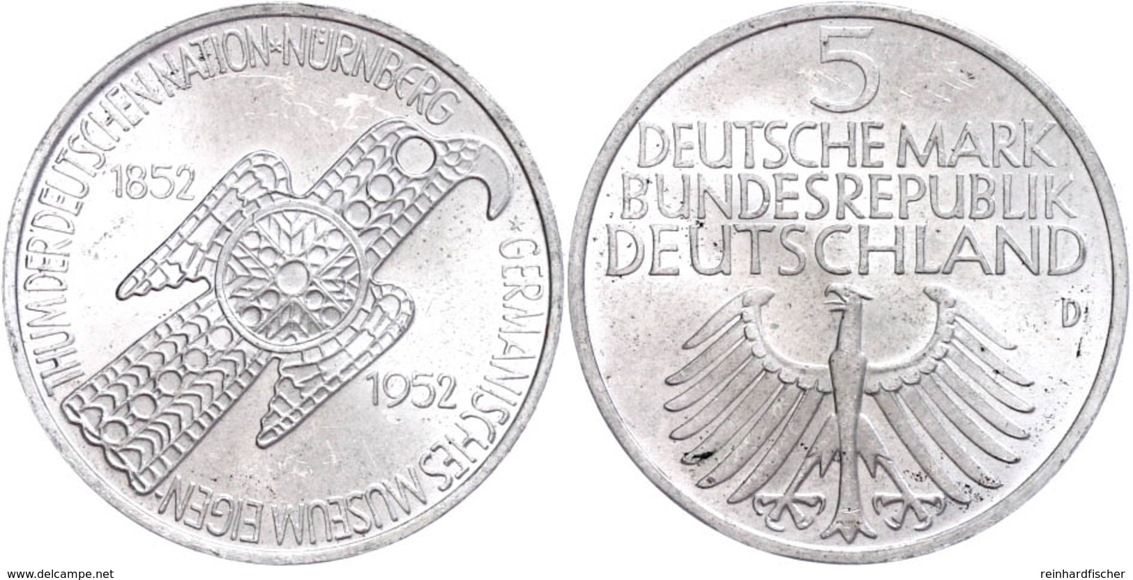 5 Mark, 1952, Germanisches Museum, Vz., Katalog: J. 388 Vz - Sonstige & Ohne Zuordnung