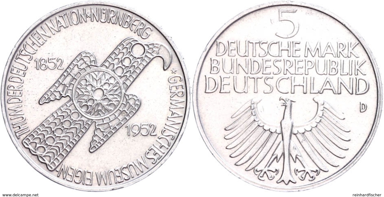 5 Mark, 1952, Germanisches Museum, Vz., Katalog: J. 388 Vz - Sonstige & Ohne Zuordnung