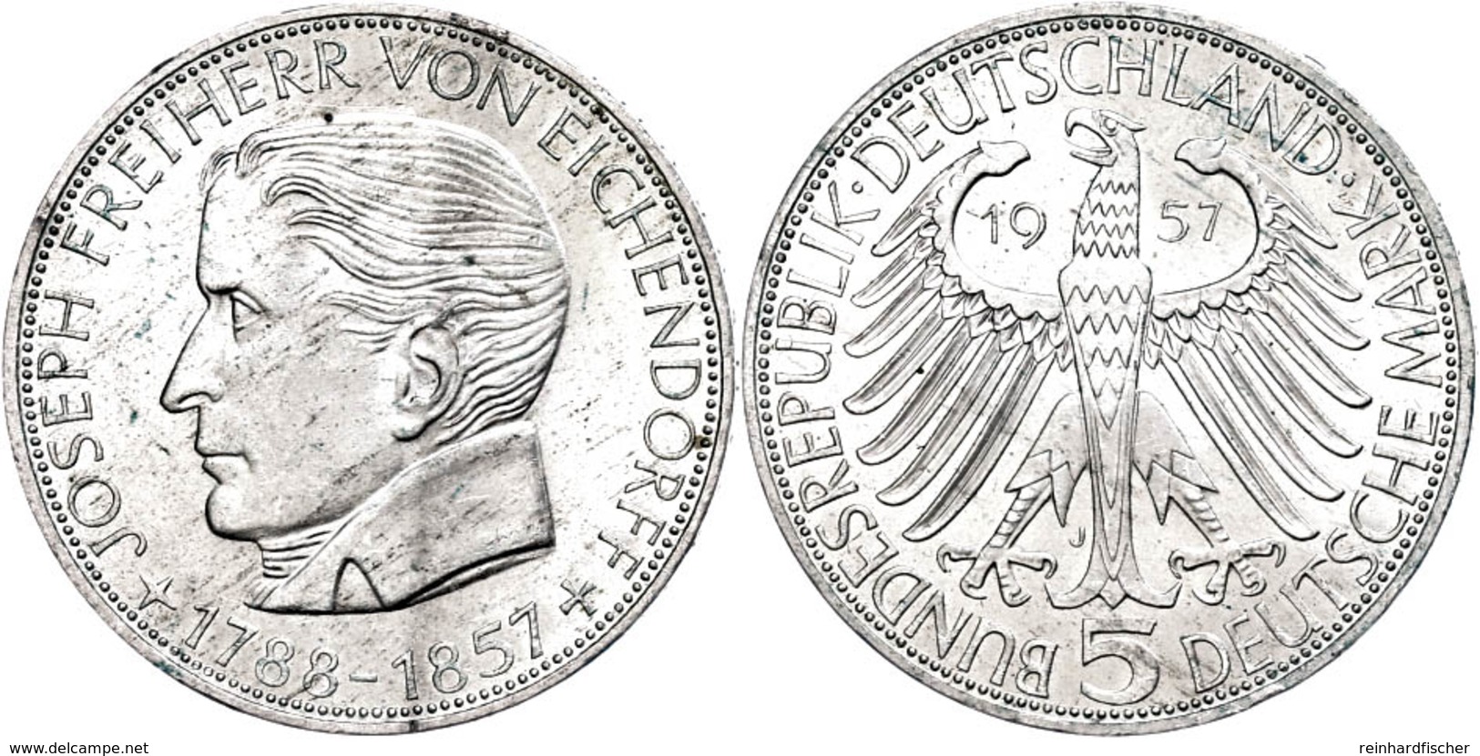 5 Mark, 1957, Eichendorff, Vz-st., Katalog: J. 391 Vz-st - Sonstige & Ohne Zuordnung