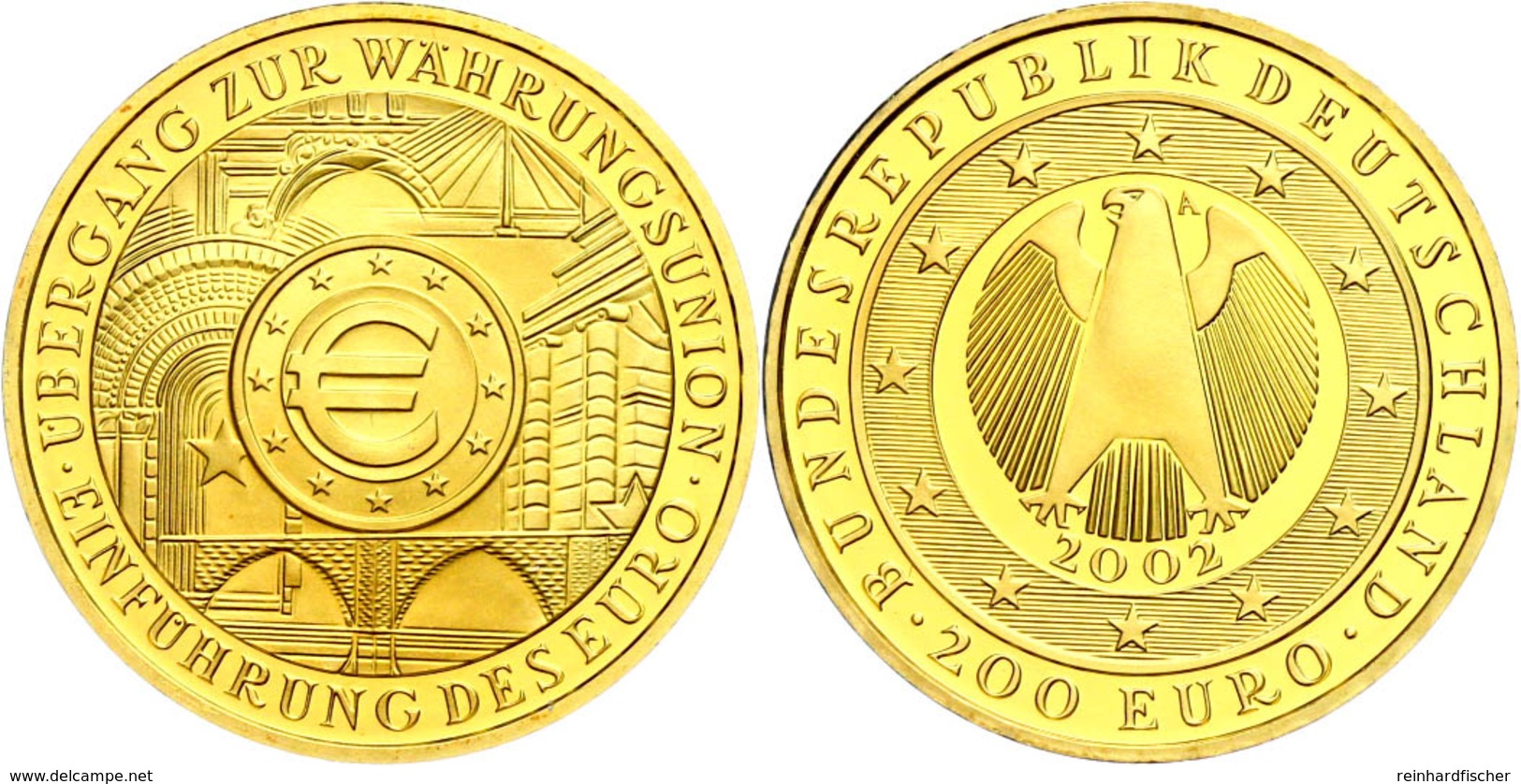 200 Euro Gold, 2002, Übergang Zur Währungsunion, Mzz A, In Kapsel, Ohne Zertifikat Und Originalschatulle, PP., Katalog:  - Other & Unclassified