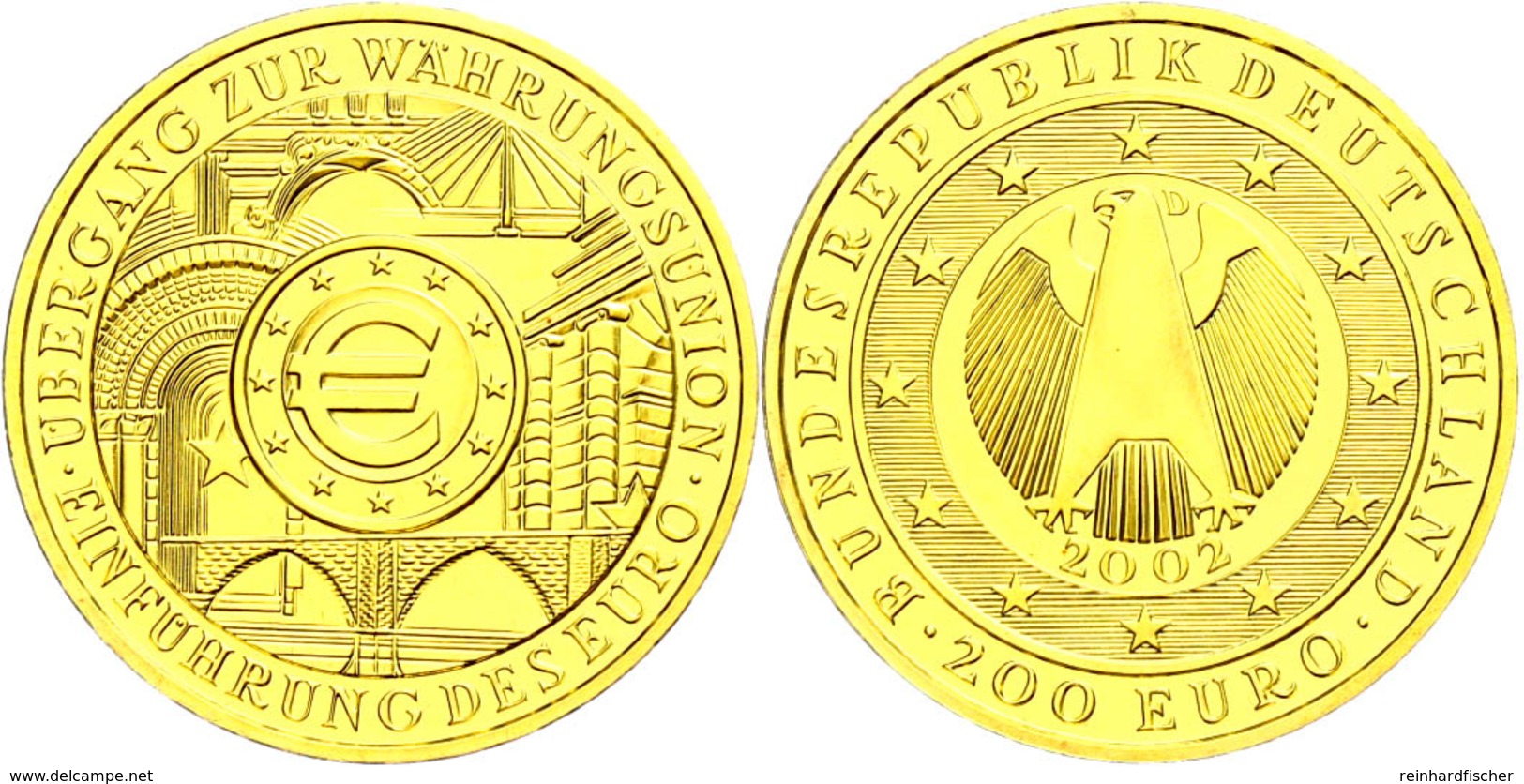 200 Euro, Gold, 2002, D, Währungsunion, Mit Zertifikat In Ausgabeschatulle, St., Katalog: J.494 St - Autres & Non Classés