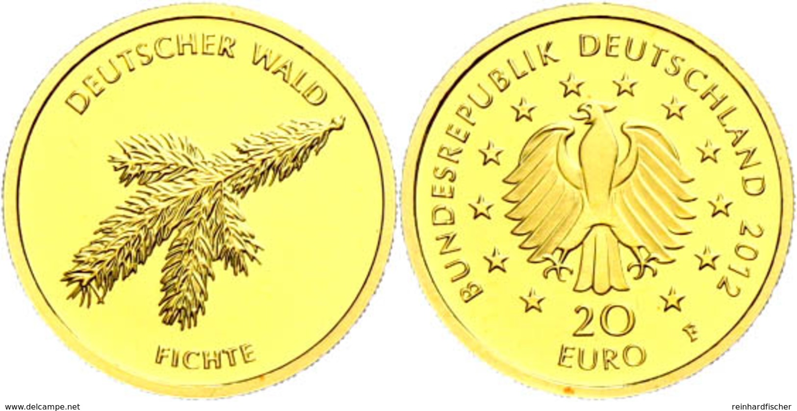 20 Euro, Gold, 2012, Deutscher Wald-Fichte, Mzz F, Mit Zertifikat In Kapsel Und Etui, St, Katalog: J.572 St - Other & Unclassified