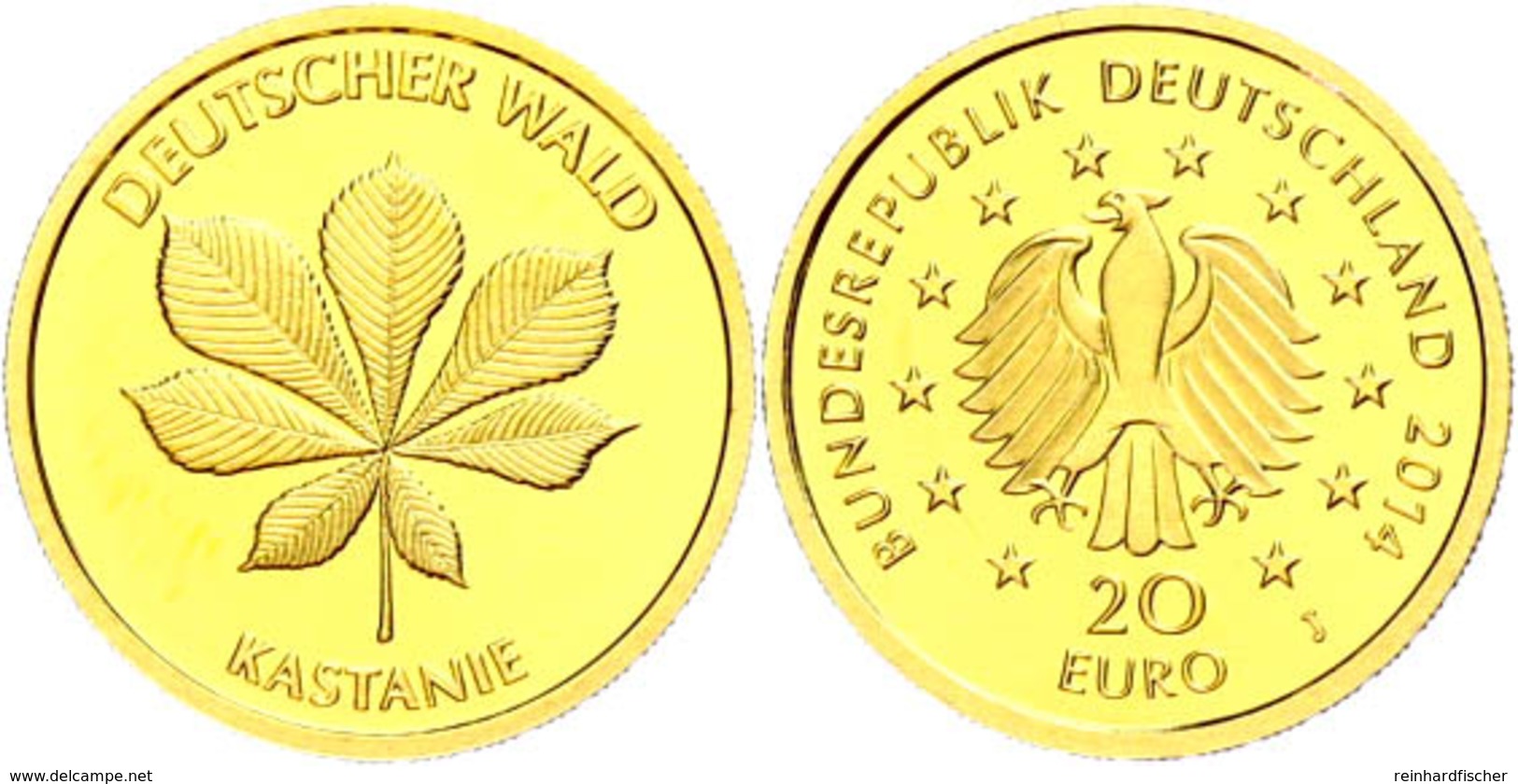 20 Euro, Gold, 2014, J, Deutscher Wald-Kastanie, Mit Zertifikat In Schatulle, St., Katalog: J.589 St - Sonstige & Ohne Zuordnung