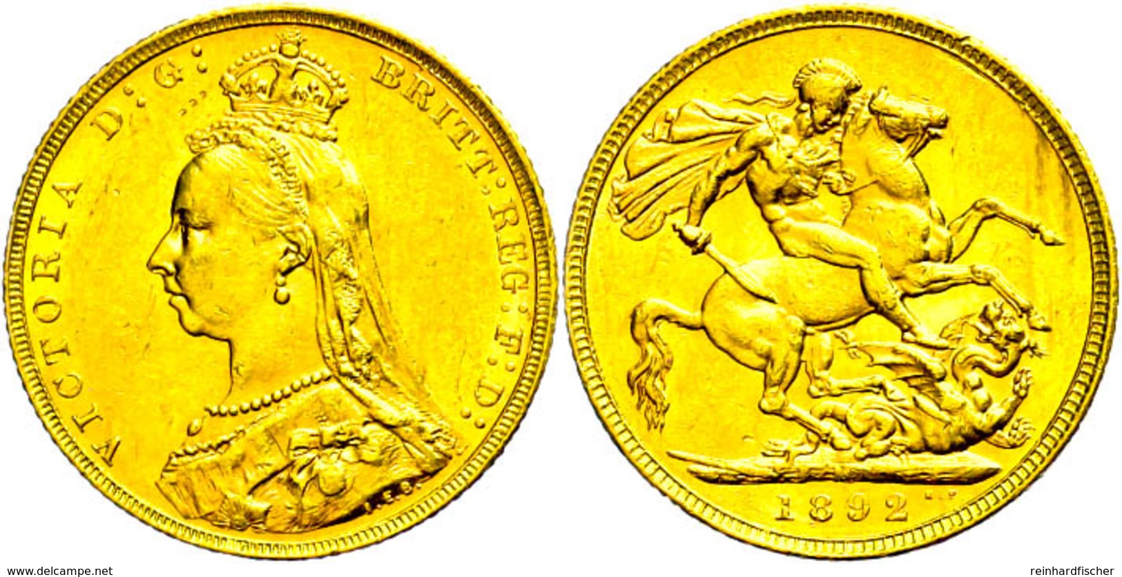Pound, Gold, 1892, Victoria, Melbourne, Fb. 20, Wz. Rf., F. Vz.  Vz - Andere & Zonder Classificatie