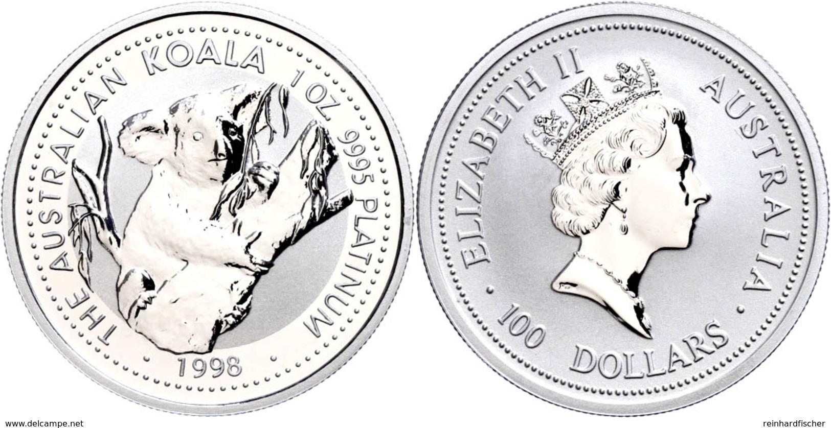 100 Dollars, Platin, 1998, Koala, In Kapsel, St.  St - Autres & Non Classés